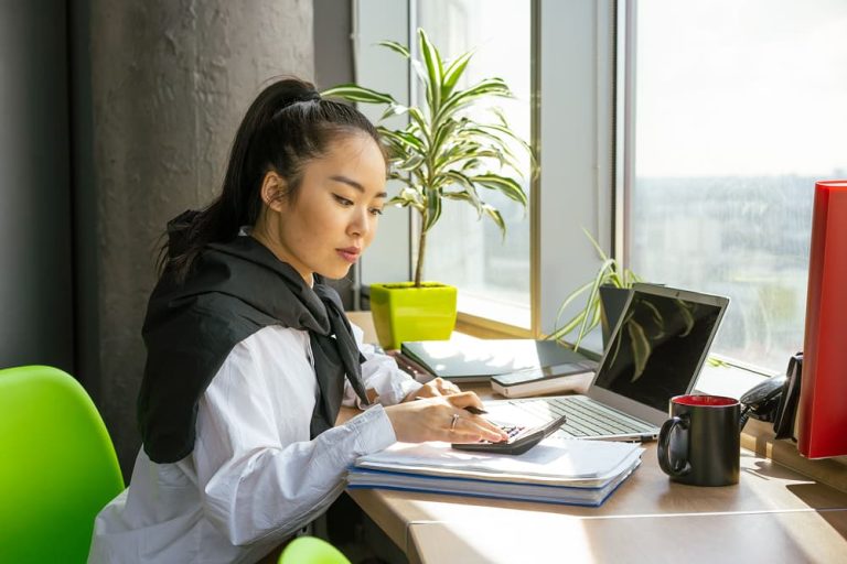 A woman working in the office